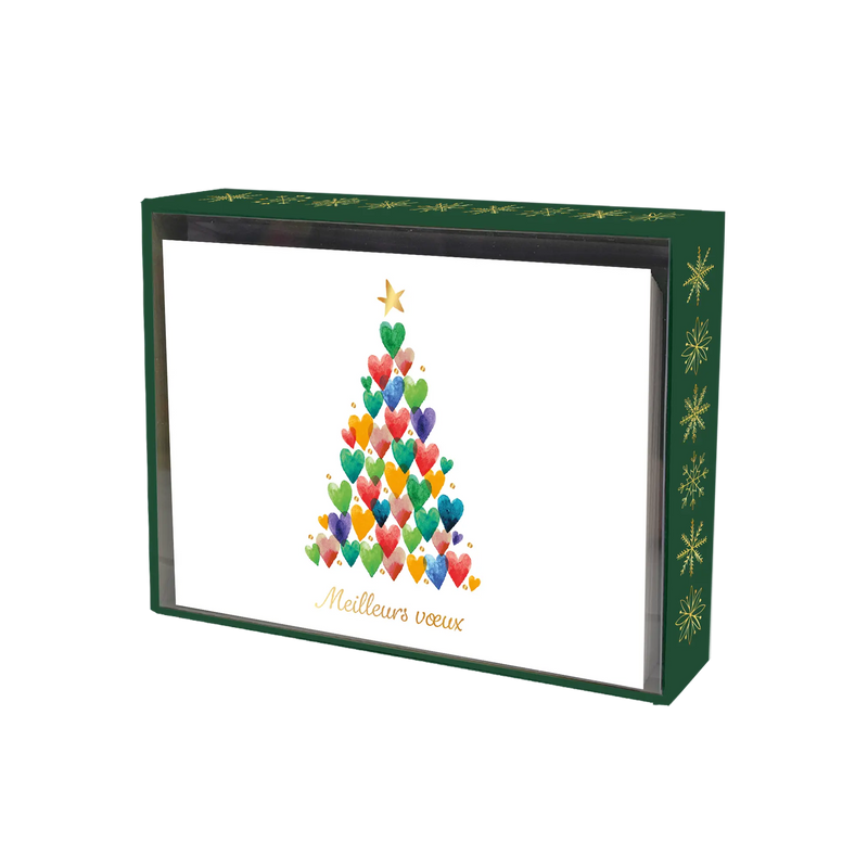 CARTE NOËL ENS./ 20: ARBRE EN CŒURS