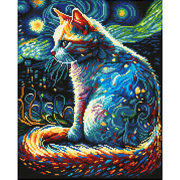 STARRY NIGHT CAT (19.9" x 15.9" - 50,5cm x 40,5cm)