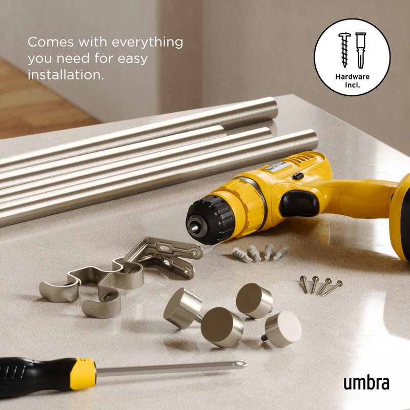 UMBRA - Cappa Double Curtain Rod _ 36-66" (91-168 cm) / Nickel / 1" (2.5 cm)
