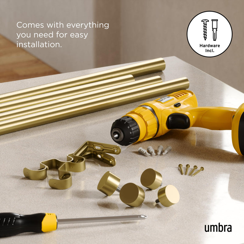 UMBRA - Cappa Double Curtain Rod _ 36-66" (91-168 cm) / Brass / 1" (2.5 cm)