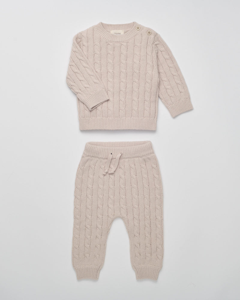 7AM - Cable Chunky Set - Wheat - 3-6M