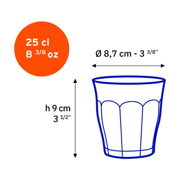 Duralex - Duralex Picardie Marine Blue Glass Tumblers 250 ml, Set of 4