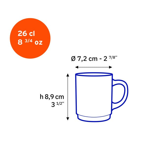 Duralex - Duralex Versailles Grey Mug 260 ml, Set of 6