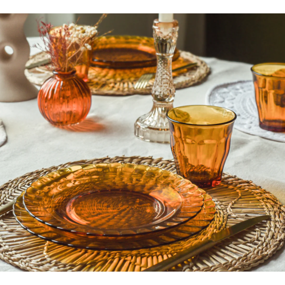 Duralex - Duralex Picardie Amber Plate 20 cm, Set Of 6