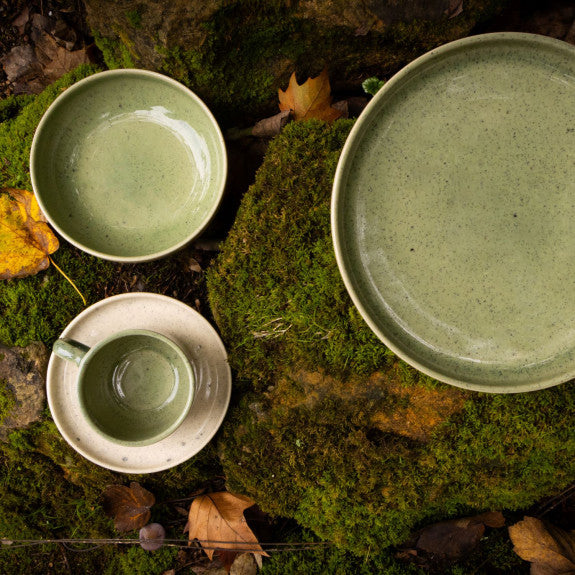 Mesa Ceramics - Mesa Ceramics Uno Speckle Green Stoneware Tea Cup and Saucer 220ml