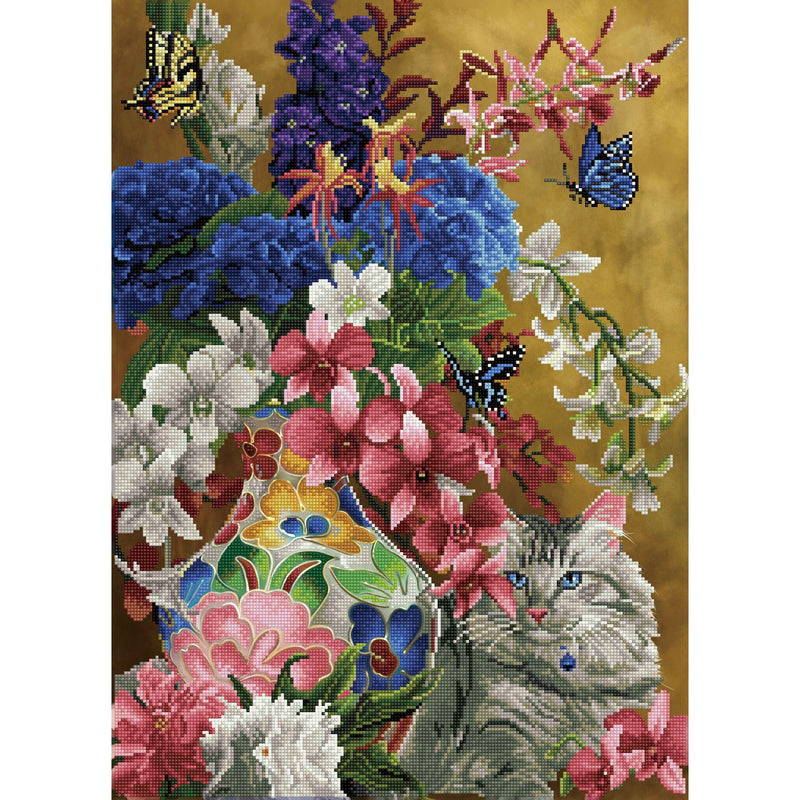 DIAMOND DOTZ - Gilded Cat & Flowers - Limolin 