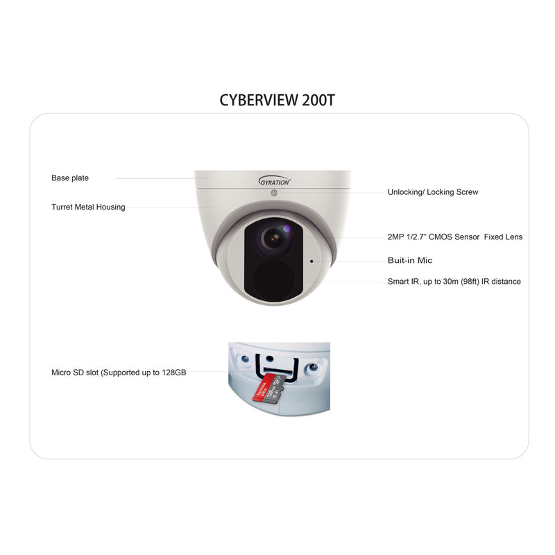 Gyration – Outdoor Network Camera CYBERVIEW 200T 2MP Outdoor IR Fixed Turret