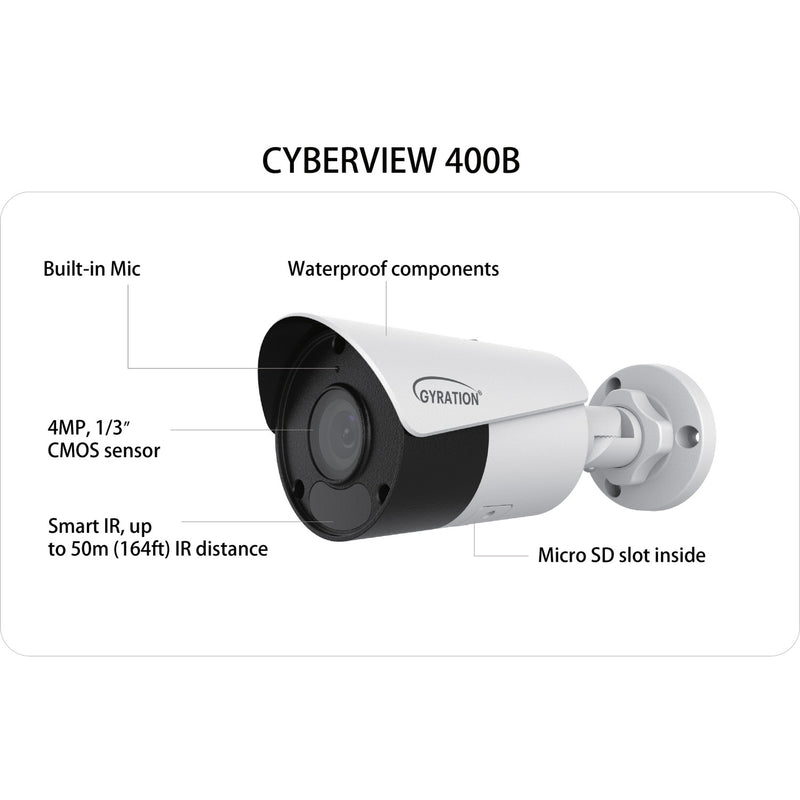 Gyration – Caméra réseau extérieure CYBERVIEW 400B 4MP IR Bullet fixe