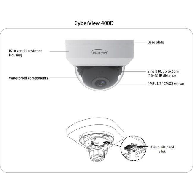 Gyration – Outdoor Network Camera CYBERVIEW 400D 4MP IR Fixed Dome
