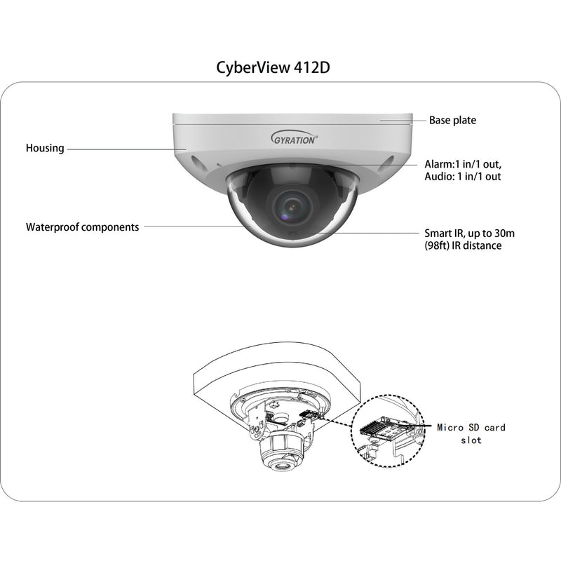 Gyration - CyberView 412D - 4 MP Outdoor Intelligent Fixed Dome Wedge Camera