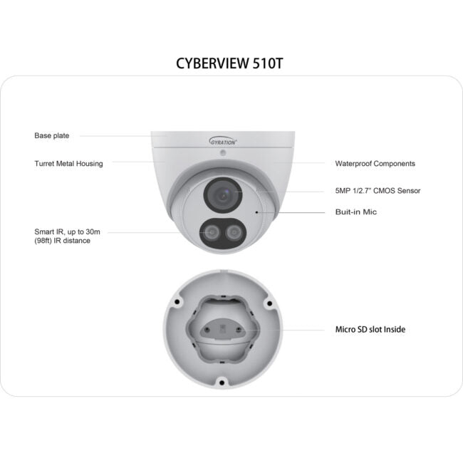Gyration – Outdoor Network Camera CYBERVIEW 510T 5MP Intelligent Night View Fixed Turret