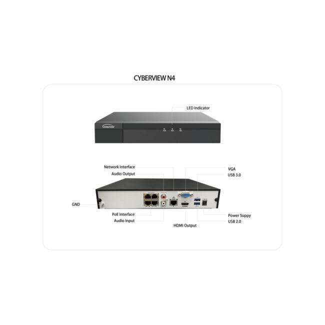 Gyration – Network Video Recorder (NVR) CYBERVIEW N4 with PoE 4-Channel Input