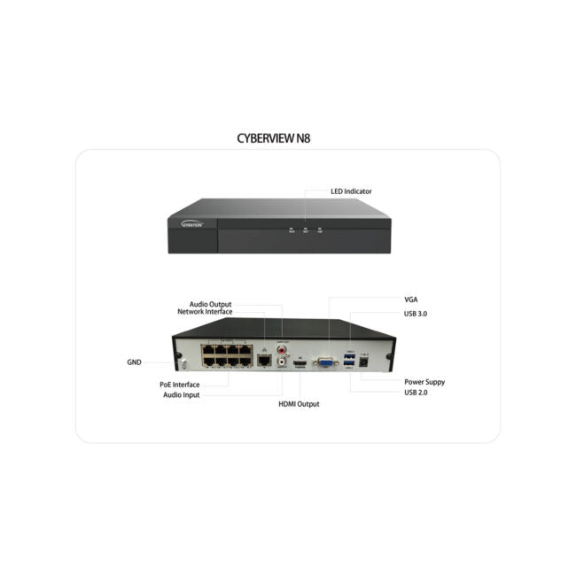 Gyration – Network Video Recorder (NVR) CYBERVIEW N8 with PoE 8-Channel Input