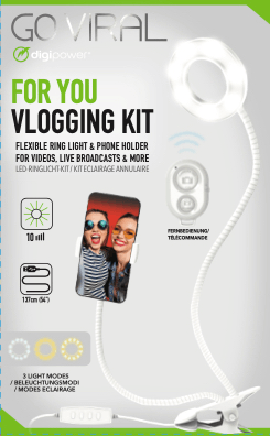 Digipower - Vlogging Kit FOR YOU Light/Holder/Clamp/BT Remote - Limolin 