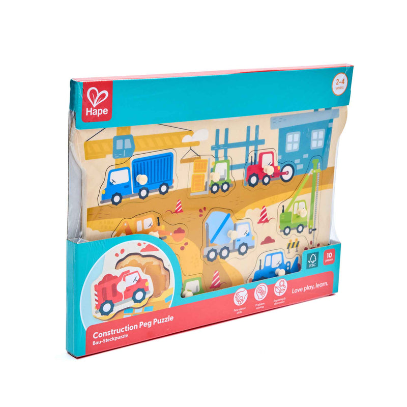 Hape - Construction Vehicles Peg Puzzle