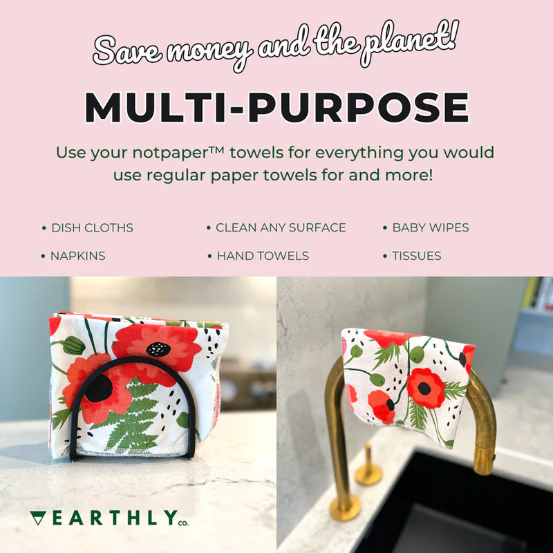 EARTHLY CO - Notpaper Towel 10/PK-Poppy Fields - Limolin 