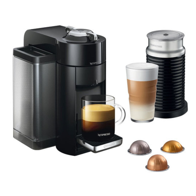 Nespresso ENV135BAECA Piano Black factory-serviced model – Piano Black machine with Aeroccino frother
