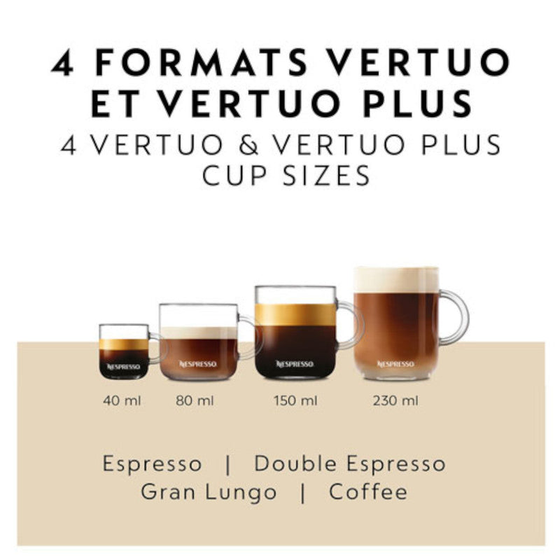 Nespresso ENV135BAECA Piano Black factory-serviced model – Vertuo cup-size guide