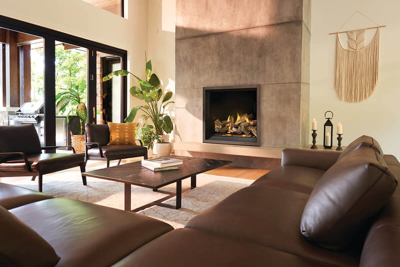 Napoleon - Elevation X Natural Gas Fireplace - EX42NTEL (EX42NTEL) - installed room view. Shown with a finishing configuration; optional kits are sold separately.