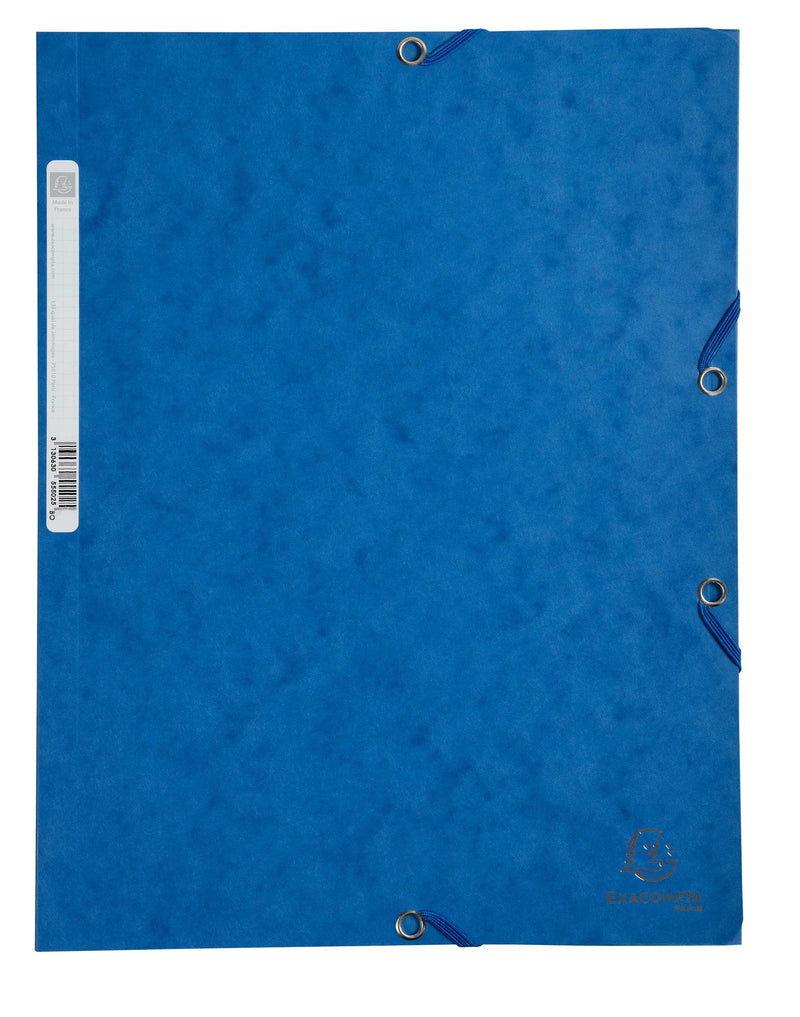 EXACOMPTA - ELASTICATED FOLDER, 3-FLAP, 400GSM PRESSBOARD, A4 - BLUE - Limolin 