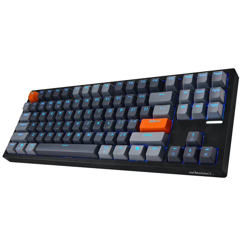 Adesso – Wired/Wireless/Bluetooth Multi-OS Illuminated Mechanical QMK VIA Compact Keyboard With CoPilot Ai Hotkey (Red Switch)