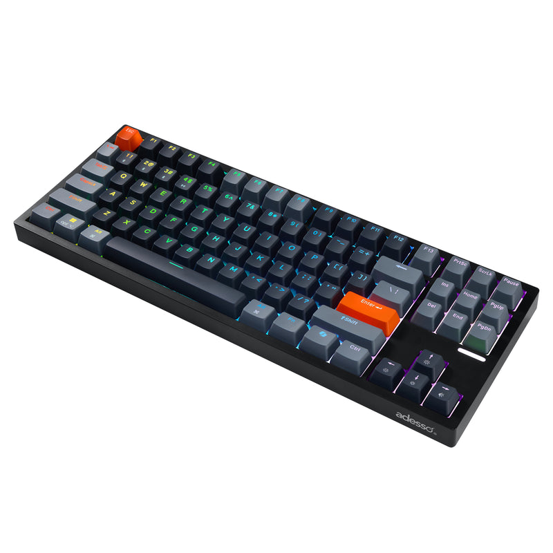 Adesso – Wired/Wireless/Bluetooth Multi-OS Illuminated Mechanical QMK VIA Compact Keyboard With CoPilot Ai Hotkey (Red Switch)