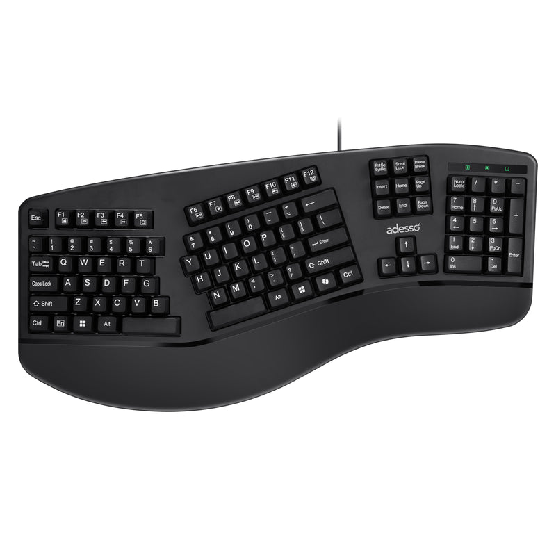 Adesso – Multi OS 2X Large Print Illuminated Ergonomic Mechanical Keyboard (USB/Brown switch)