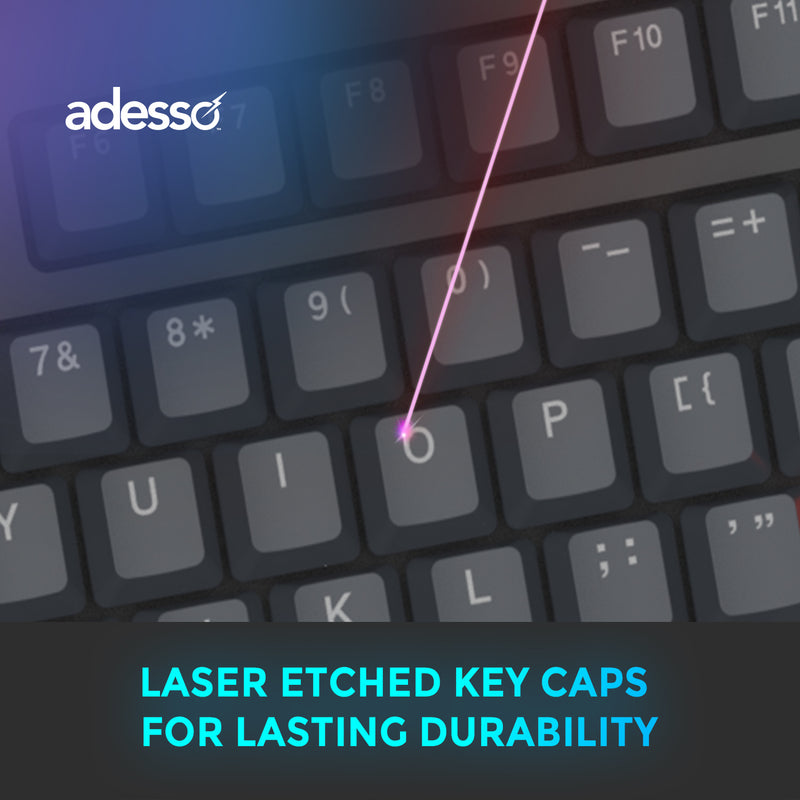 Adesso – Multi OS 2X Large Print Illuminated Ergonomic Mechanical Keyboard (USB/Brown switch)