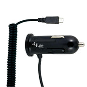 Fuse - Car Charger Micro Usb Hard Wired 24Amp + Additional Usb Port 8Ft Coil - Limolin 