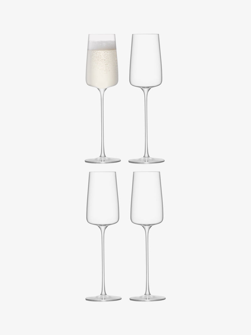 LSA - Metropolitan - Champagne Flutes (Set of 4) | 230 mL - detail or setting view