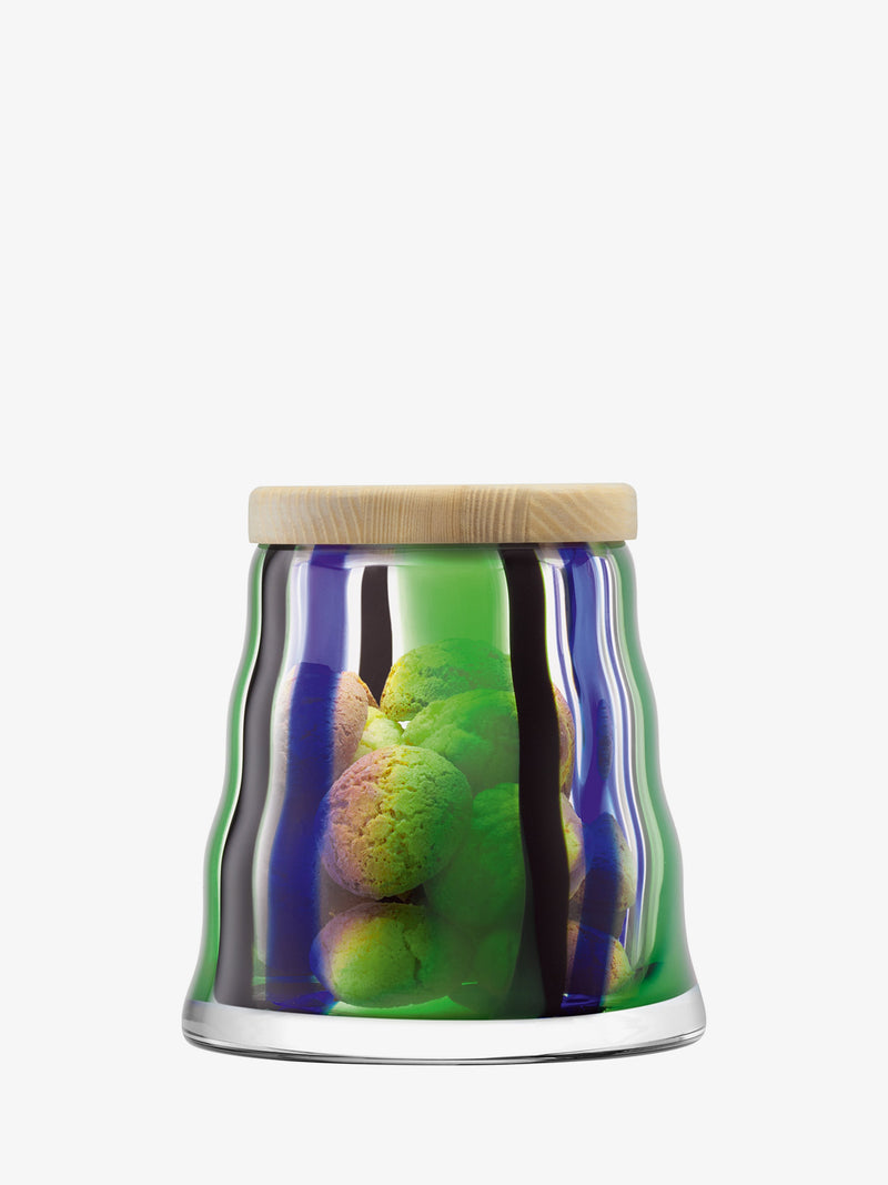 LSA - Folk - Container with Ash Wood Lid | H15 cm - Black / Blue / Green - detail or setting view