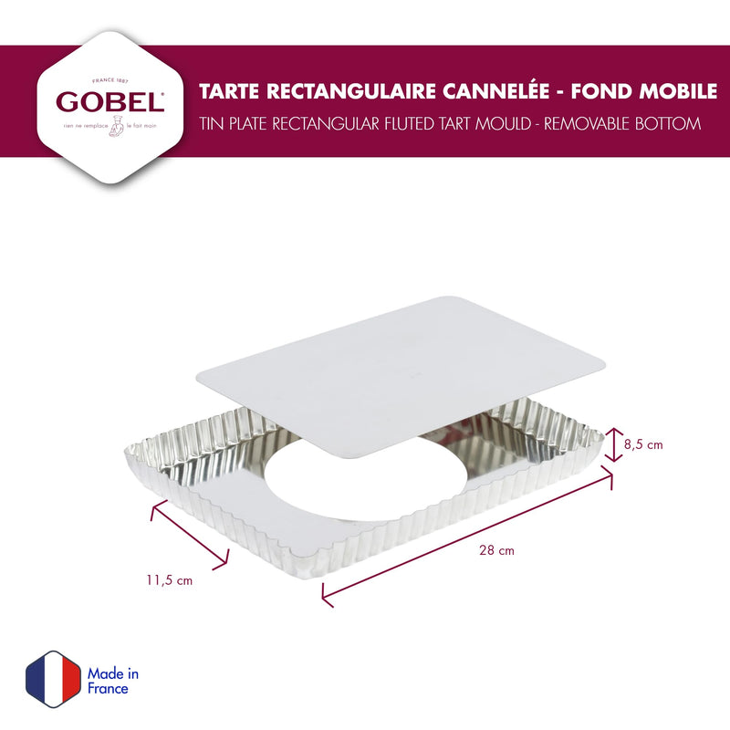Gobel - Tart Mold LB Fluted Rectangle 29x20.5x2.5cm/11.5x8x1" Tin - Limolin 