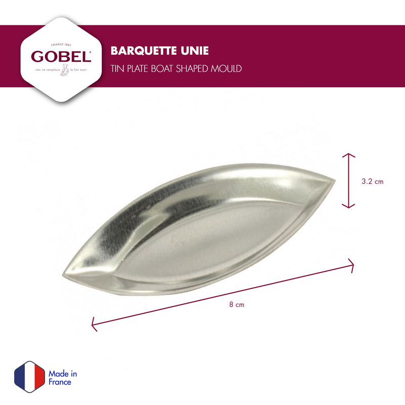 Gobel - Tartlet Mold Boat 8x3.3x1.2cm/3.2x1.3x0.47" Tin - Limolin 