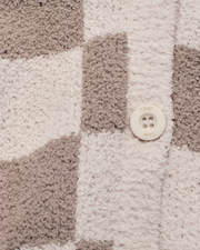 Hooded Cardigan - Checkers Fuzzy