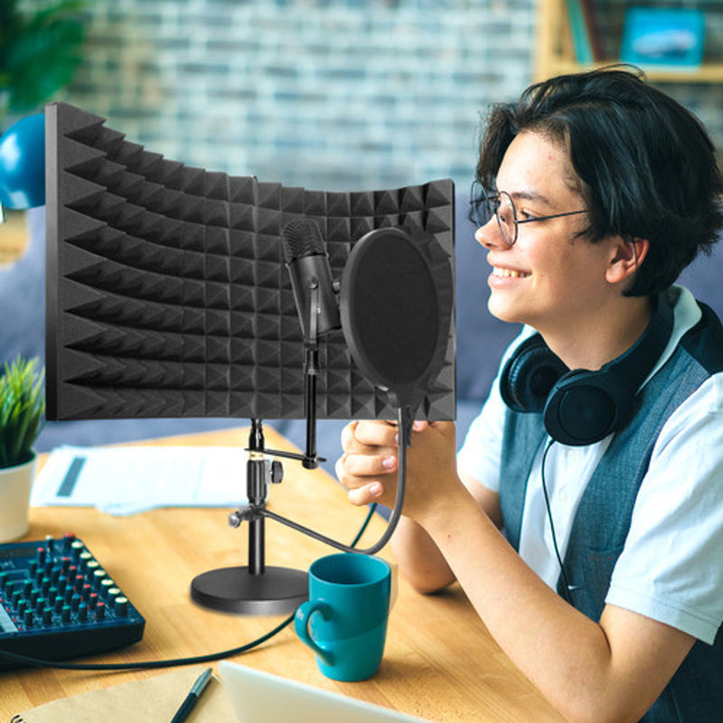 HamiltonBuhl - On-Air Podcast Kit Contains Podcast Microphone, Sound Isolation Shield, Pop Filter And Stand Kit - Limolin 