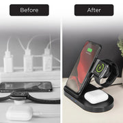 HyperGear - 3-In-1 Wireless Charging Dock With 10W Wireless Fast Charge | Black - Limolin 