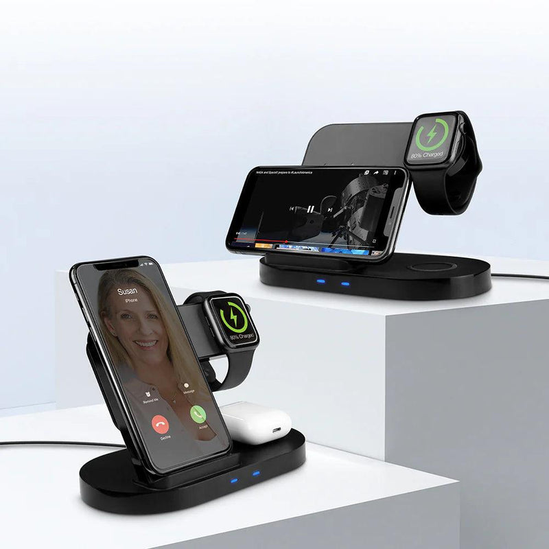 HyperGear - 3-In-1 Wireless Charging Dock With 10W Wireless Fast Charge | Black - Limolin 