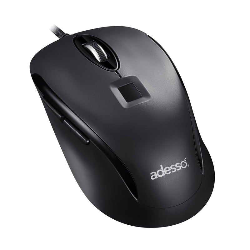 Adesso – Souris filaire 1200 ppp avec lecteur d’empreintes digitales intégré – Conforme aux normes TAA