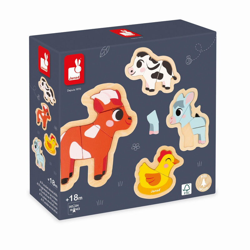Janod - 4 Progressive Puzzles - Farm - Limolin 