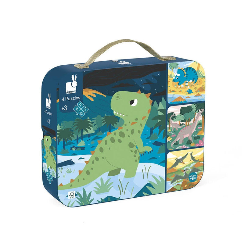 Janod - 4 in 1 Progressive Puzzles - Dinosaurs - Limolin 