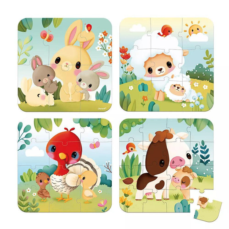 Janod - 4 in 1 Progressive Puzzles - Farm - Limolin 