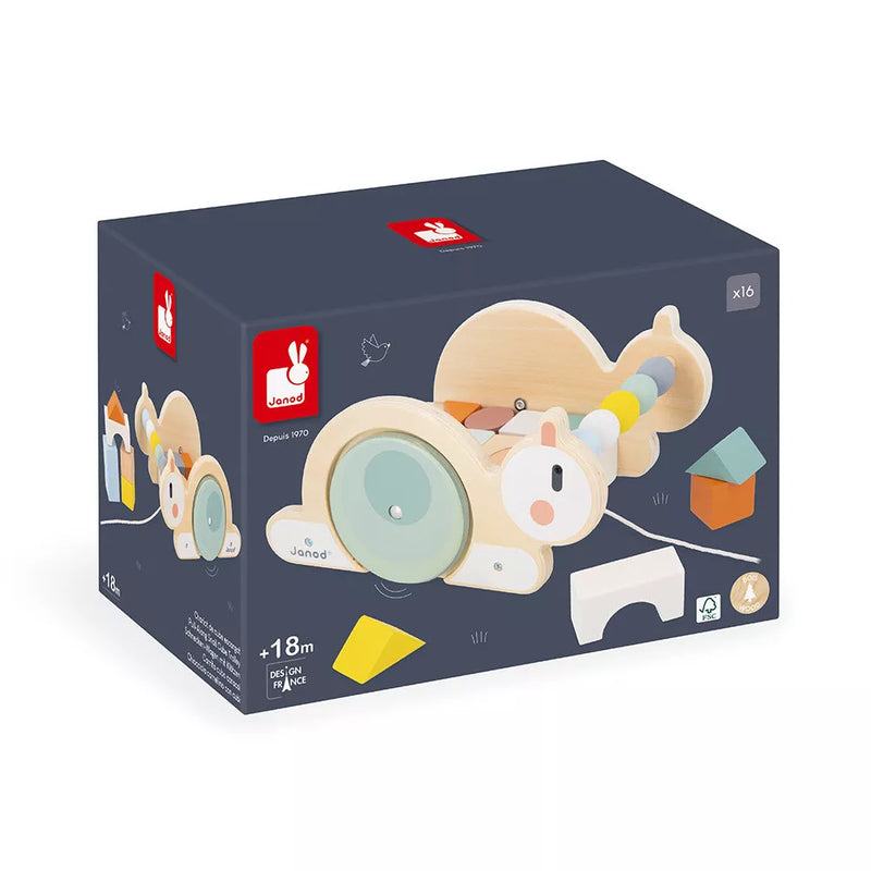 Janod - Sweet Cocoon: Pull-Along Snail Cube Trolley - Limolin 