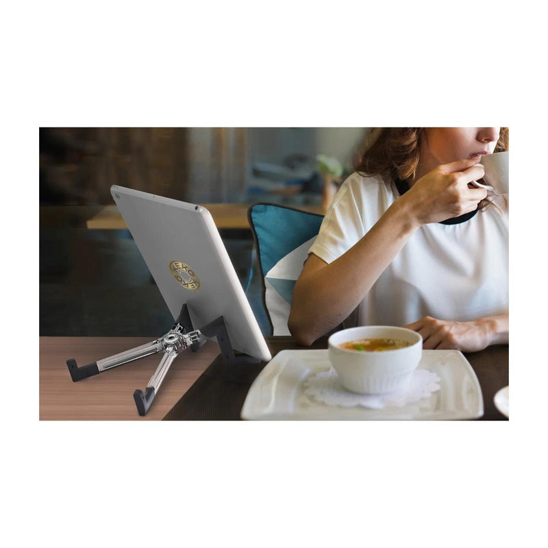 Keko universal tablet stand, clear - tablet in cafe