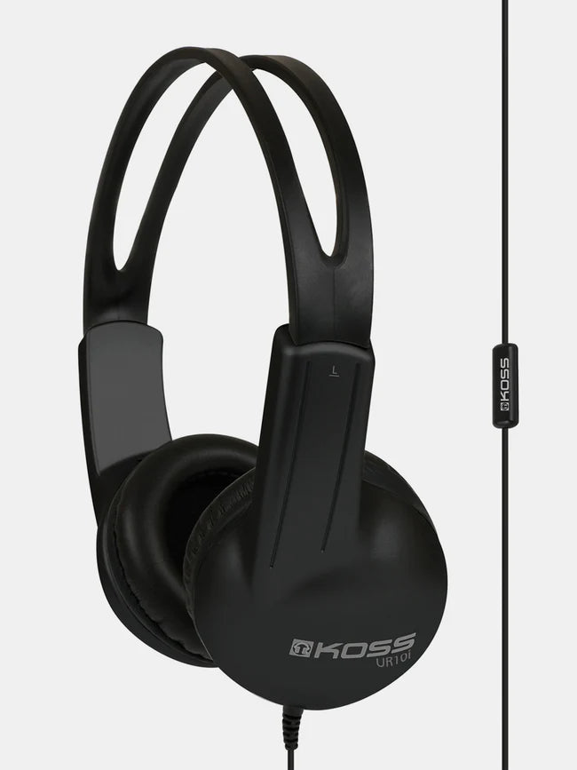Koss UR10i on-ear headphones with microphone, front view