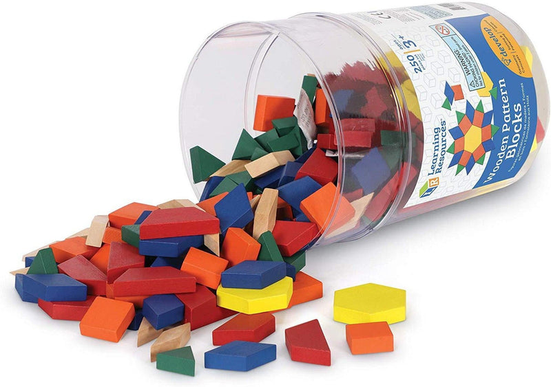 Learning Resources - Wooden Pattern Blocks (Set of 250) - Limolin 