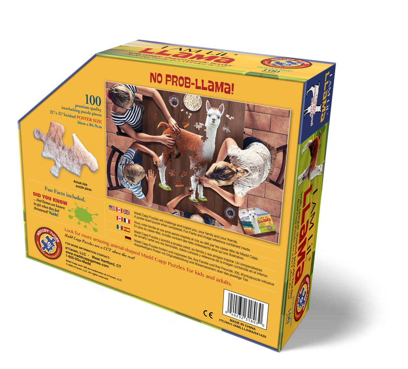 Madd Capp Puzzles – I Am Lil' Llama Jigsaw Puzzle | 100 Pieces – back of packaging
