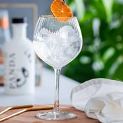 Lyngby Glas – Palermo Gold Gin & Tonic Glasses (4-Pack) – 650 mL – gin with ice outdoors