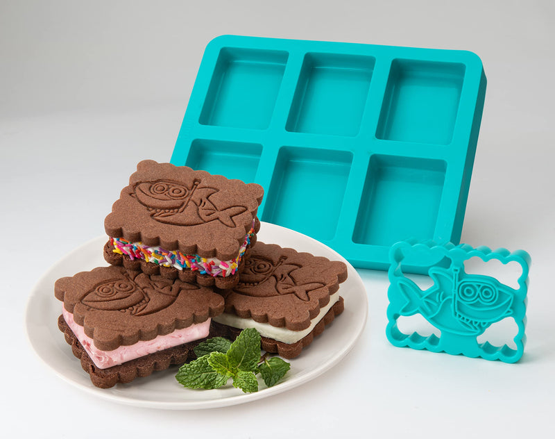 MOBI ice cream sandwich maker - Shark, light blue - product detail or serving example