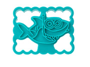 MOBI ice cream sandwich maker - Shark, light blue - double-sided cookie cutter