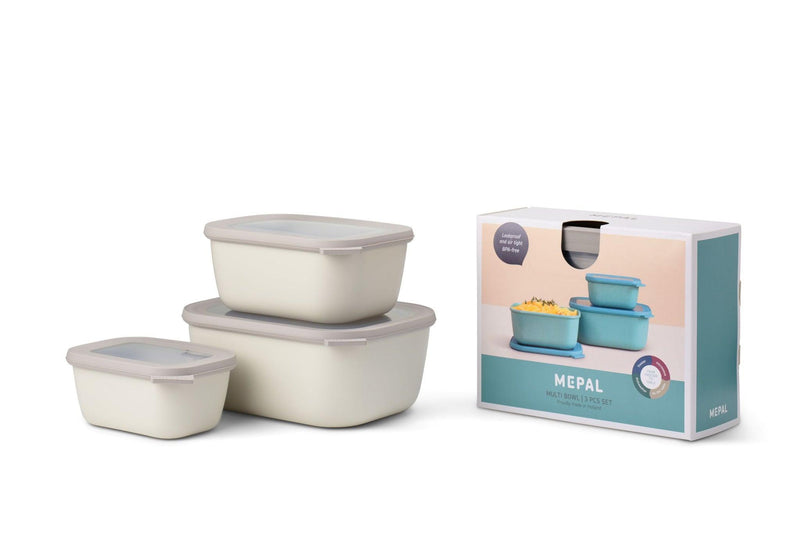 Mepal - Cirqula Multi-Bowl Deep Rectangular 3-Part Set - Limolin 